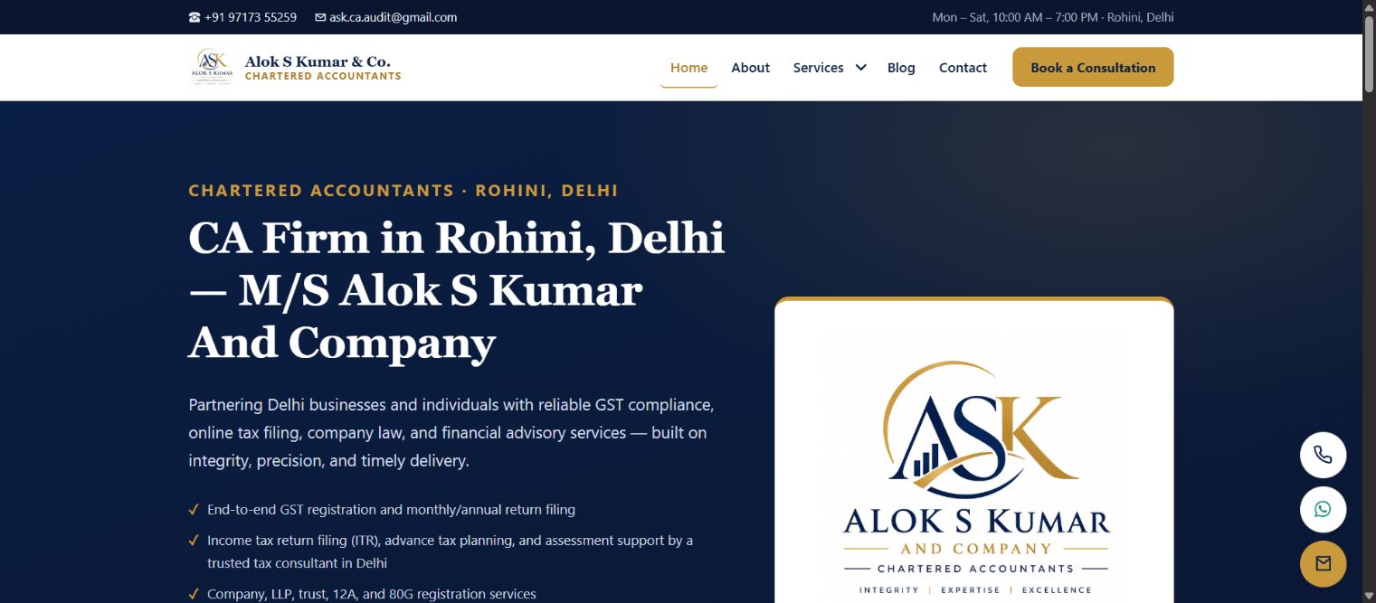Alok S Kumar and Company website
